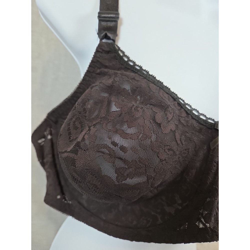 Bali Smoothing Bra 42C All Over Stretch Lace Underwire‎ Black Vamp Sexy NEW